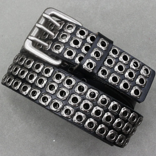 Ceinture cuir avec rivets métalliques au design rock