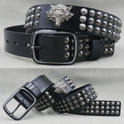Ceinture cuir avec rivets métalliques au design rock