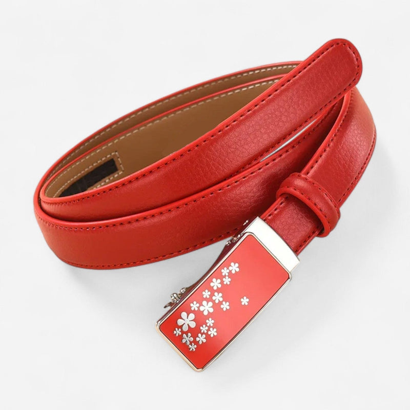 Ceinture pour femme en cuir automatique avec boucle florale design