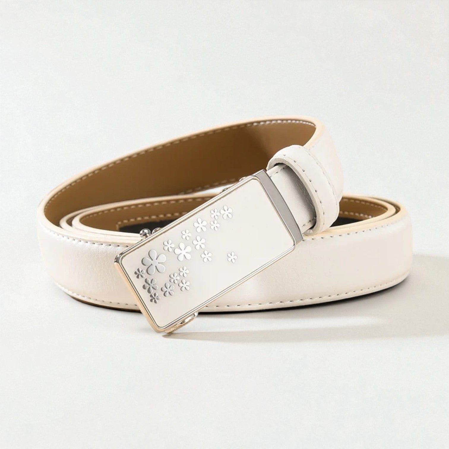 Ceinture pour femme en cuir automatique avec boucle florale design
