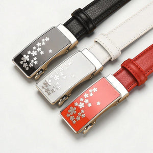 Ceinture pour femme en cuir automatique avec boucle florale design