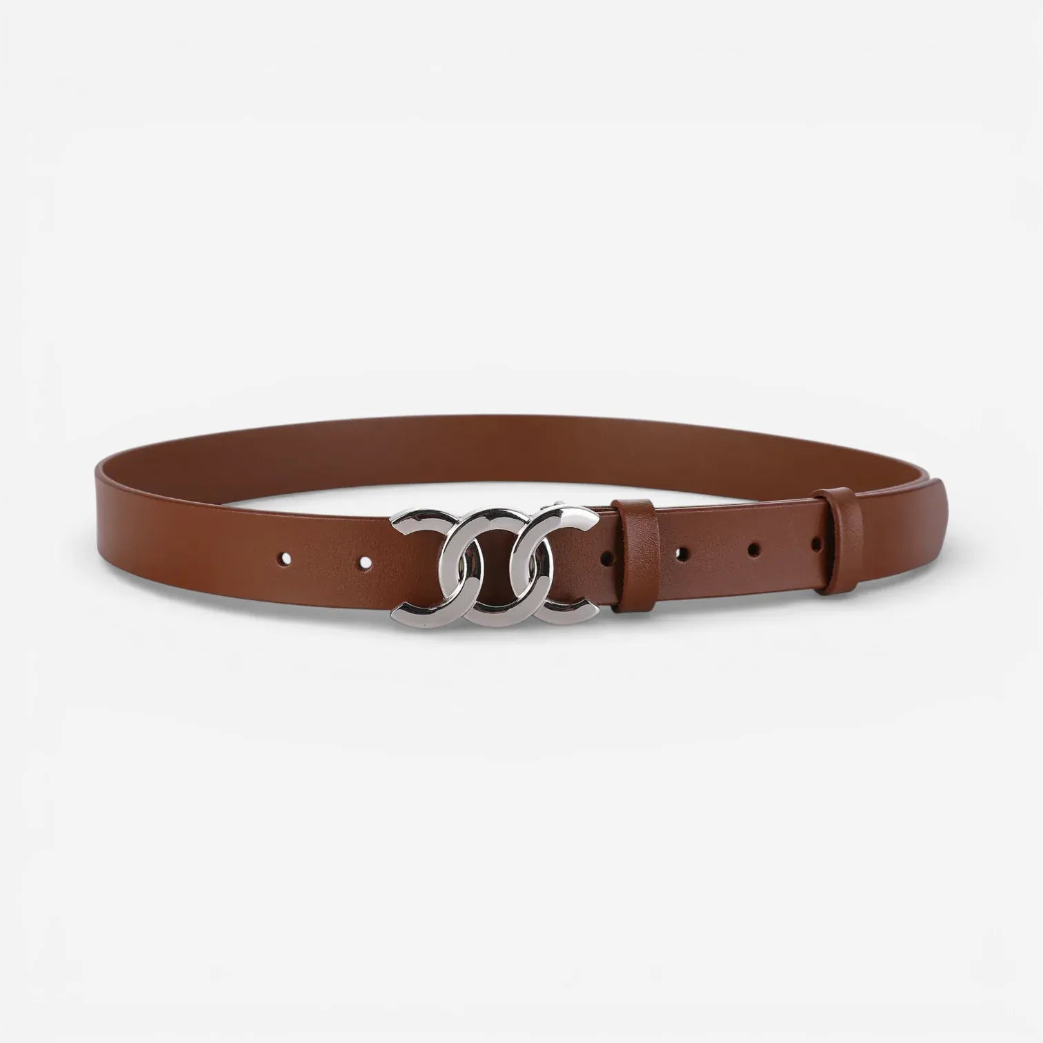 Ceinture pour femme en cuir avec boucle décorative triple anneau