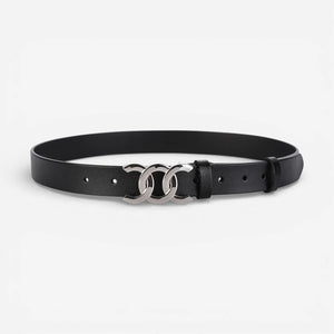 Ceinture pour femme en cuir avec boucle décorative triple anneau