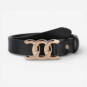 Ceinture pour femme en cuir avec boucle décorative triple anneau