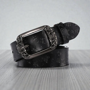 Ceinture rétro femme cuir embossé