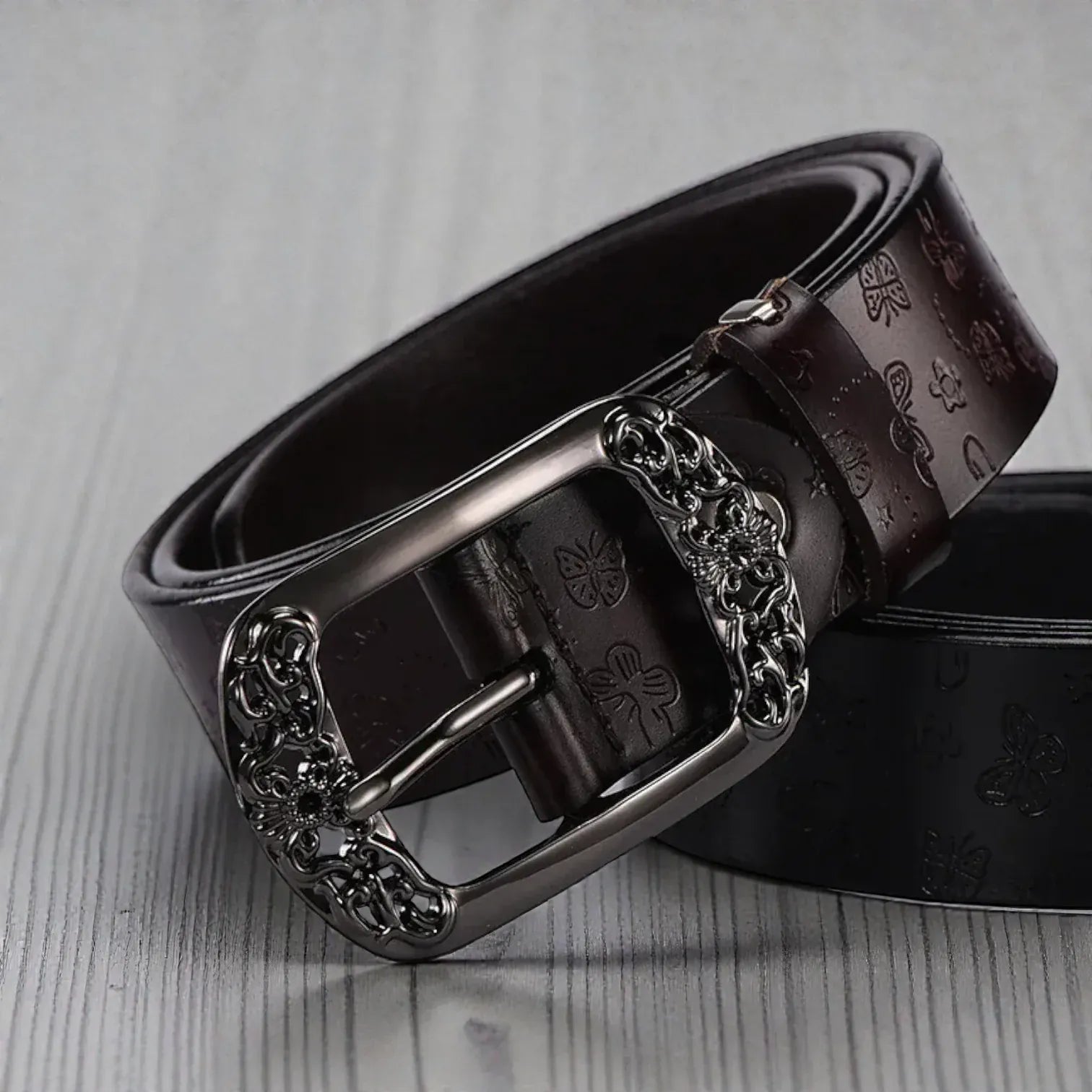 Ceinture rétro femme cuir embossé