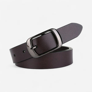 Ceinture pour femme en cuir souple pour jean avec boucle argent foncé
