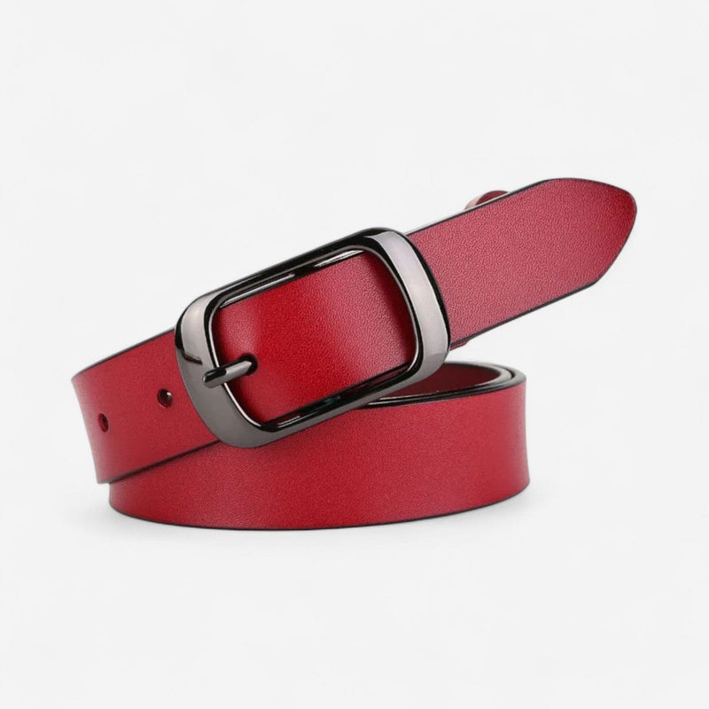 Ceinture pour femme en cuir souple pour jean avec boucle argent foncé