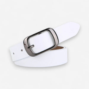 Ceinture pour femme en cuir souple pour jean avec boucle argent foncé