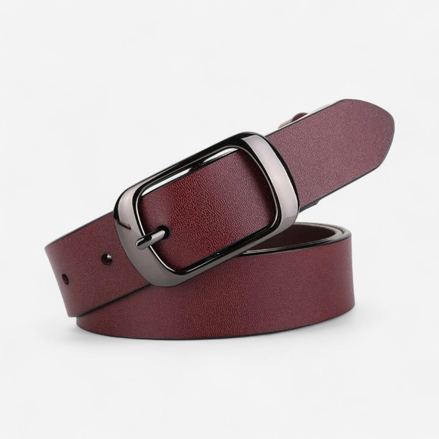 Ceinture pour femme en cuir souple pour jean avec boucle argent foncé
