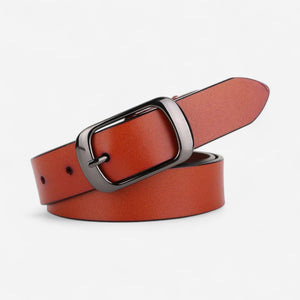 Ceinture pour femme en cuir souple pour jean avec boucle argent foncé