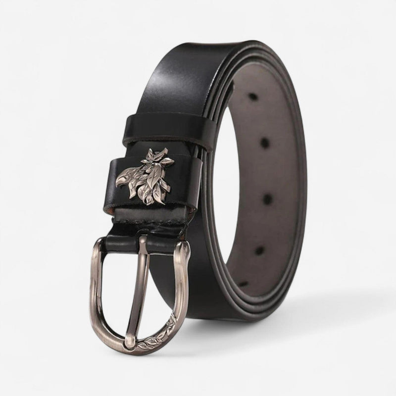 Ceinture pour femme en cuir avec finition chic et motif décoratif