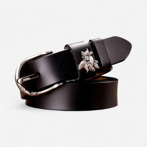 Ceinture pour femme en cuir avec finition chic et motif décoratif
