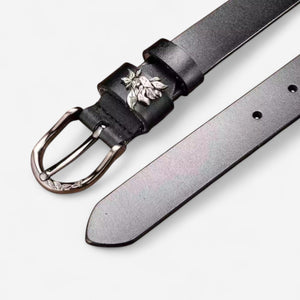 Ceinture pour femme en cuir avec finition chic et motif décoratif