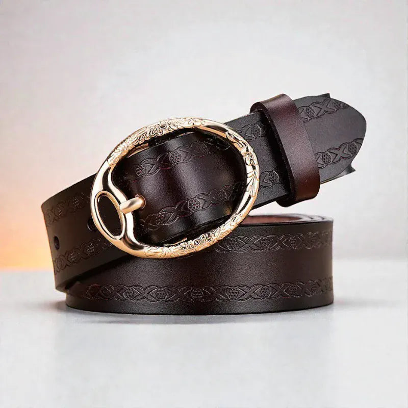 Ceinture pour femme en cuir avec détails dorés