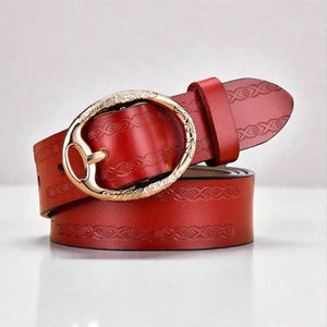 Ceinture pour femme en cuir avec détails dorés
