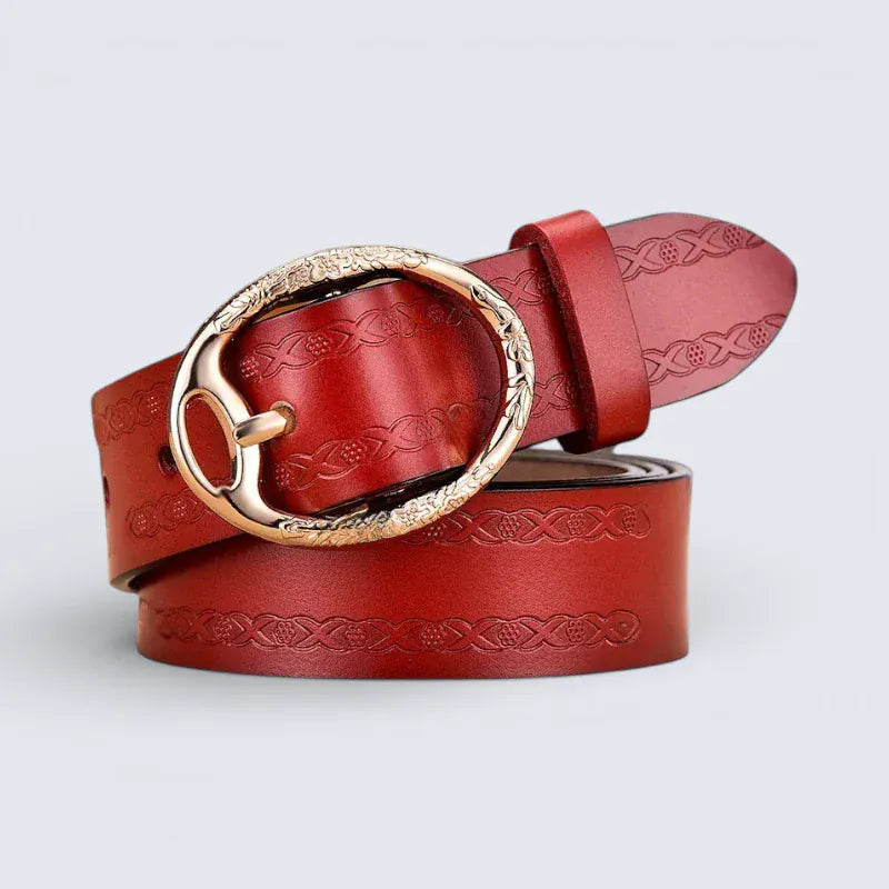 Ceinture pour femme en cuir avec détails dorés