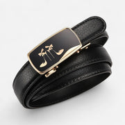 Ceinture pour femme en cuir automatique avec boucle gravée
