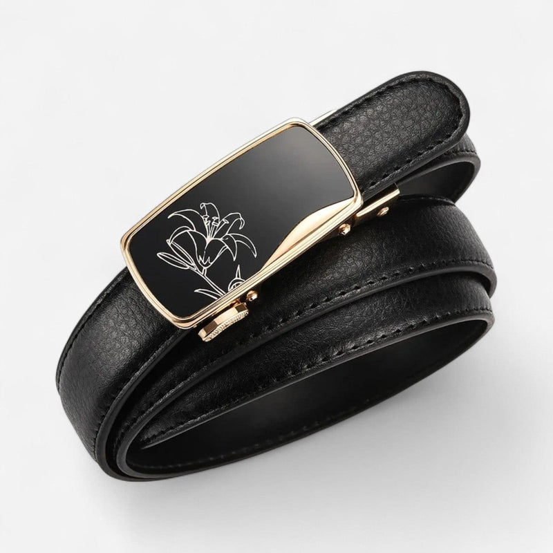Ceinture pour femme en cuir automatique avec boucle gravée