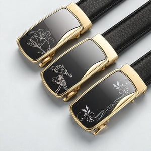Ceinture pour femme en cuir automatique avec boucle gravée
