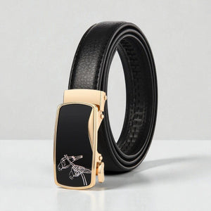 Ceinture pour femme en cuir automatique avec boucle gravée