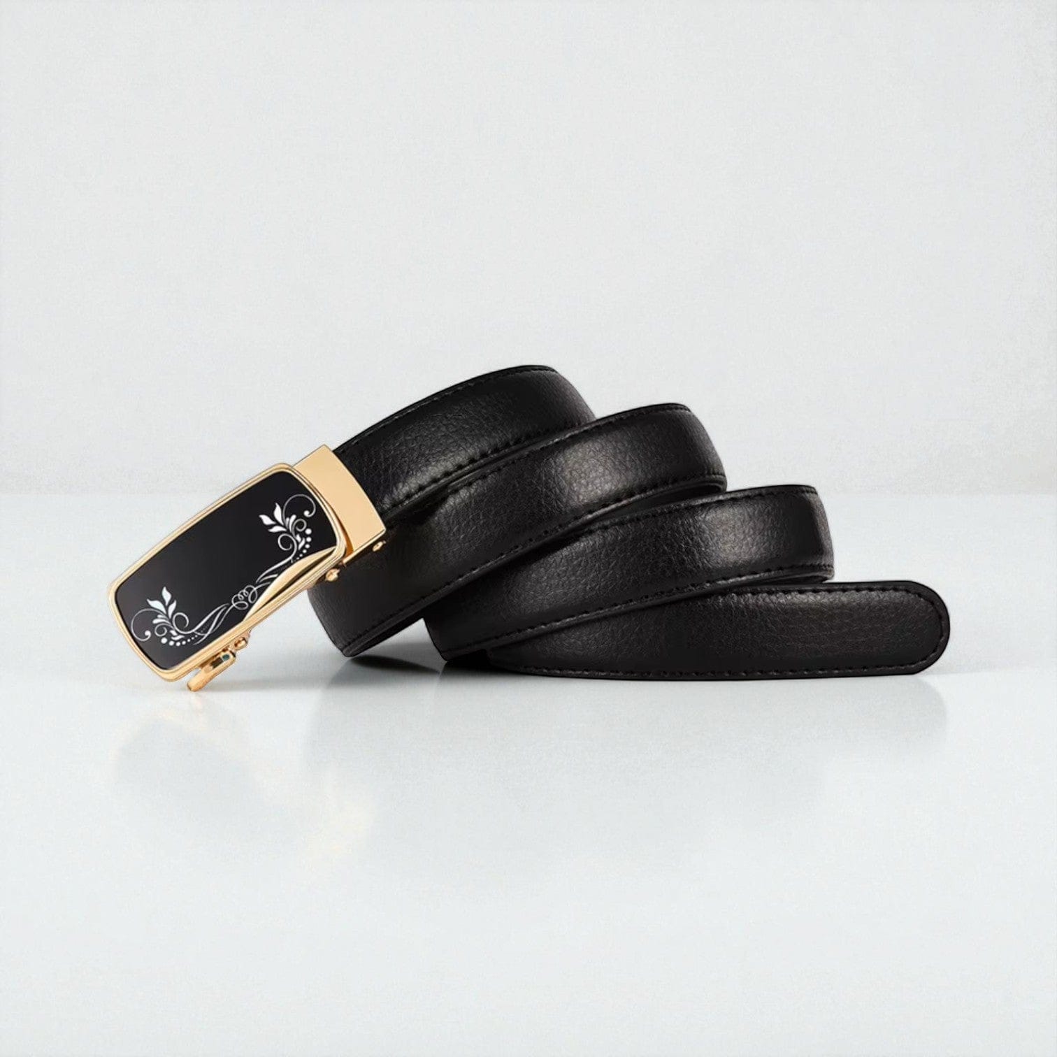 Ceinture pour femme en cuir automatique avec boucle gravée