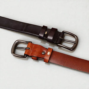 Ceinture pour femme en cuir effet patiné et boucle noire
