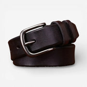 Ceinture pour femme en cuir effet patiné et boucle noire