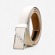 Ceinture pour femme en cuir automatique avec boucle décorative dorée ou argentée