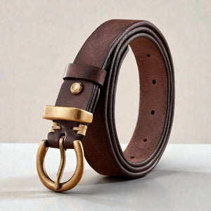 Ceinture en cuir marron pour femme avec boucle vintage