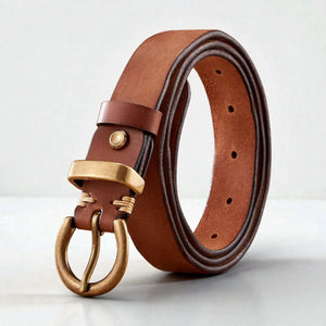 Ceinture en cuir marron pour femme avec boucle vintage