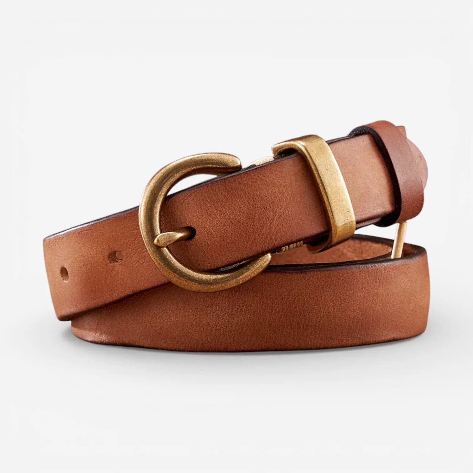 Ceinture en cuir marron pour femme avec boucle vintage