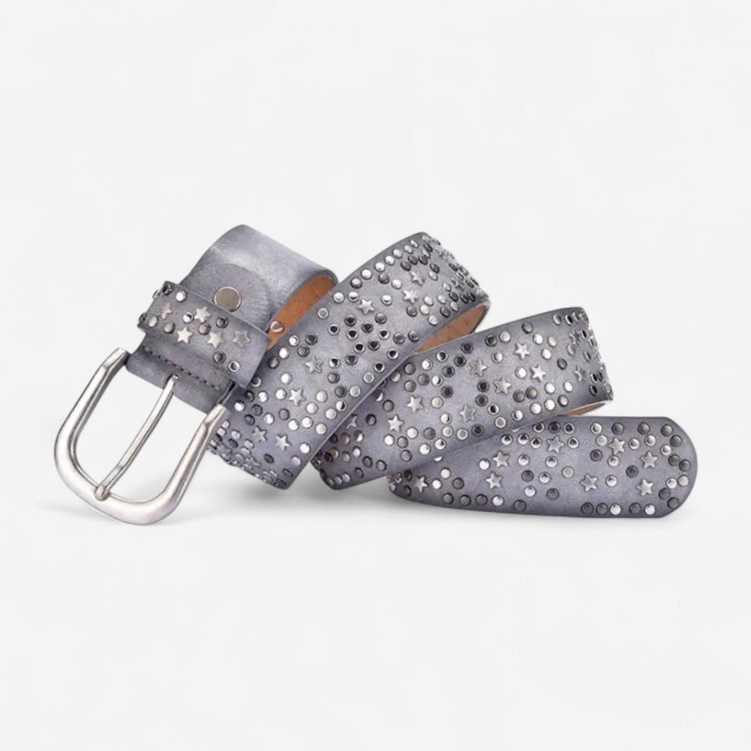 Ceinture pour femme en cuir avec détails métalliques ornée d'étoiles