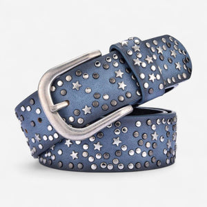 Ceinture pour femme en cuir avec détails métalliques ornée d'étoiles