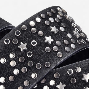 Ceinture pour femme en cuir avec détails métalliques ornée d'étoiles