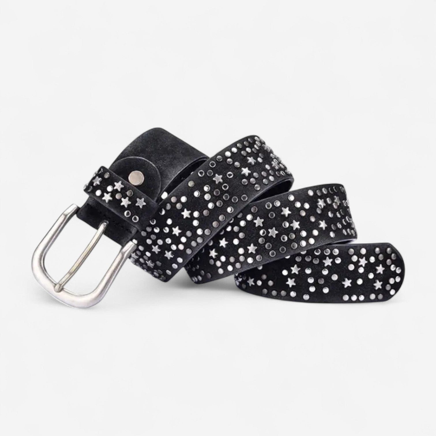 Ceinture pour femme en cuir avec détails métalliques ornée d'étoiles