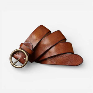 Ceinture pour femme cuir pleine fleur boucle ronde