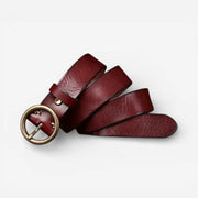 Ceinture pour femme cuir pleine fleur boucle ronde
