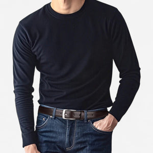 Ceinture pour homme en cuir avec finition lisse et boucle argentée