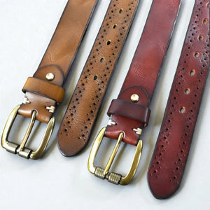 Ceinture pour homme en cuir vintage avec boucle ardillon style brut