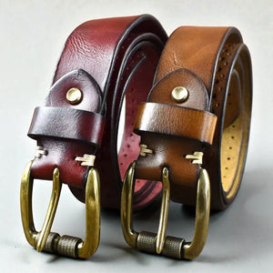 Ceinture pour homme en cuir vintage avec boucle ardillon style brut