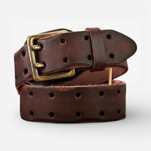 Ceinture cuir pleine fleur homme avec boucle double ardillon