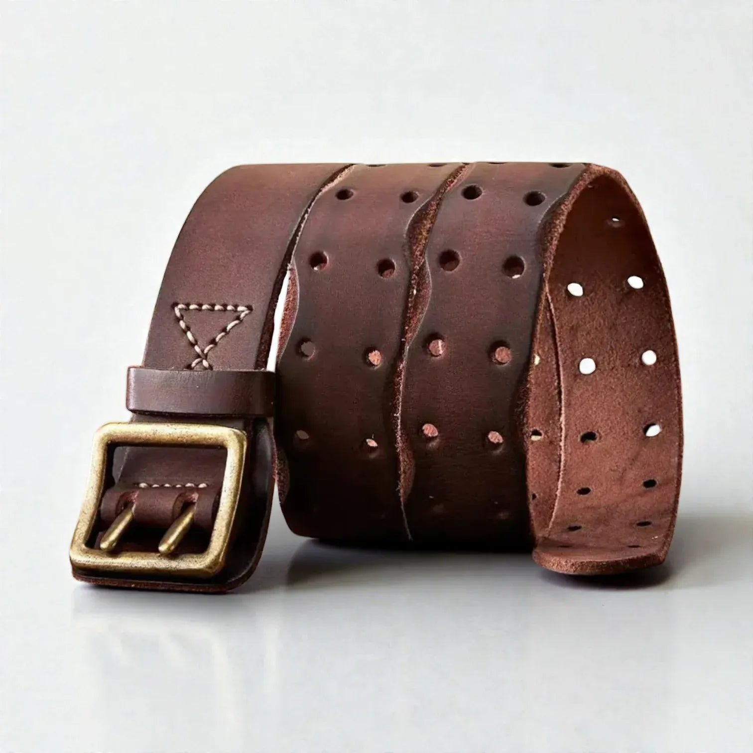 Ceinture cuir pleine fleur homme avec boucle double ardillon
