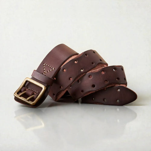 Ceinture cuir pleine fleur homme avec boucle double ardillon