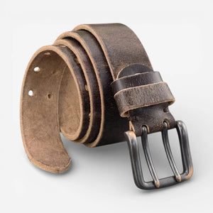 Ceinture en cuir pleine fleur homme avec boucle double ardillon