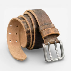 Ceinture en cuir pleine fleur homme avec boucle double ardillon