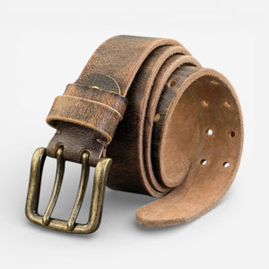 Ceinture en cuir pleine fleur homme avec boucle double ardillon