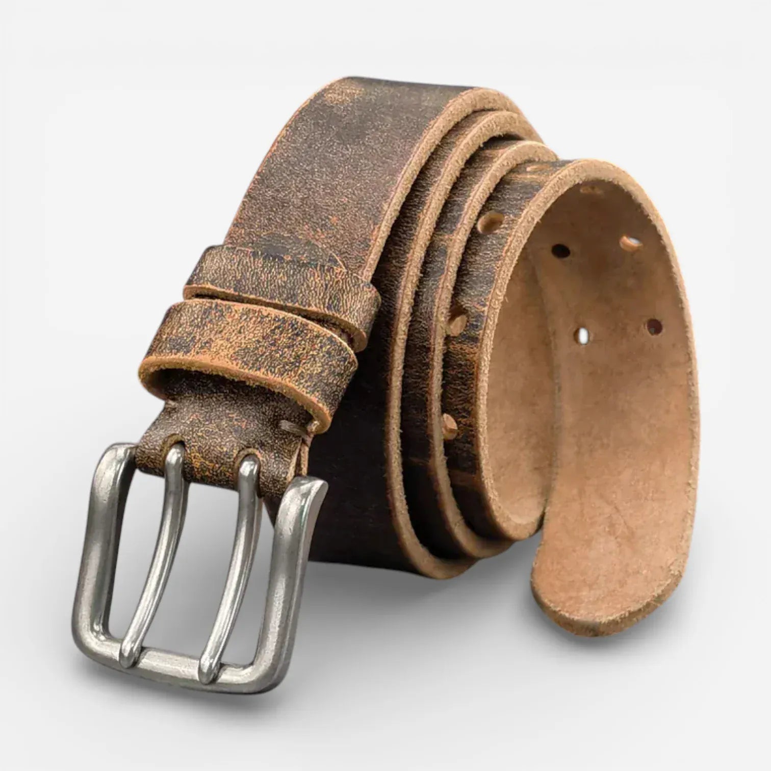 Ceinture en cuir pleine fleur homme avec boucle double ardillon