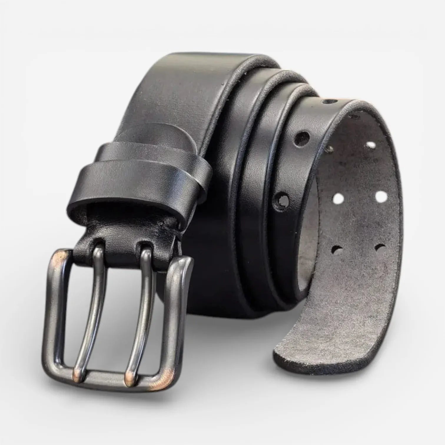 Ceinture en cuir pleine fleur homme avec boucle double ardillon