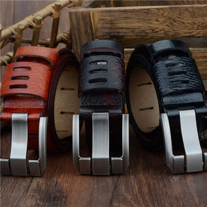 Ceinture pour homme en cuir effet marbré et boucle rectangulaire design
